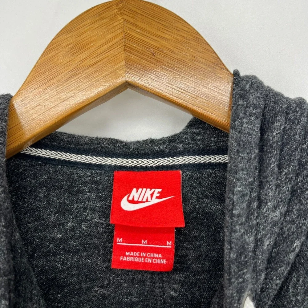 Nike Full Zip Hoodie Women's Size‎ M Gray Pockets Swoosh Logo Cotton Blend